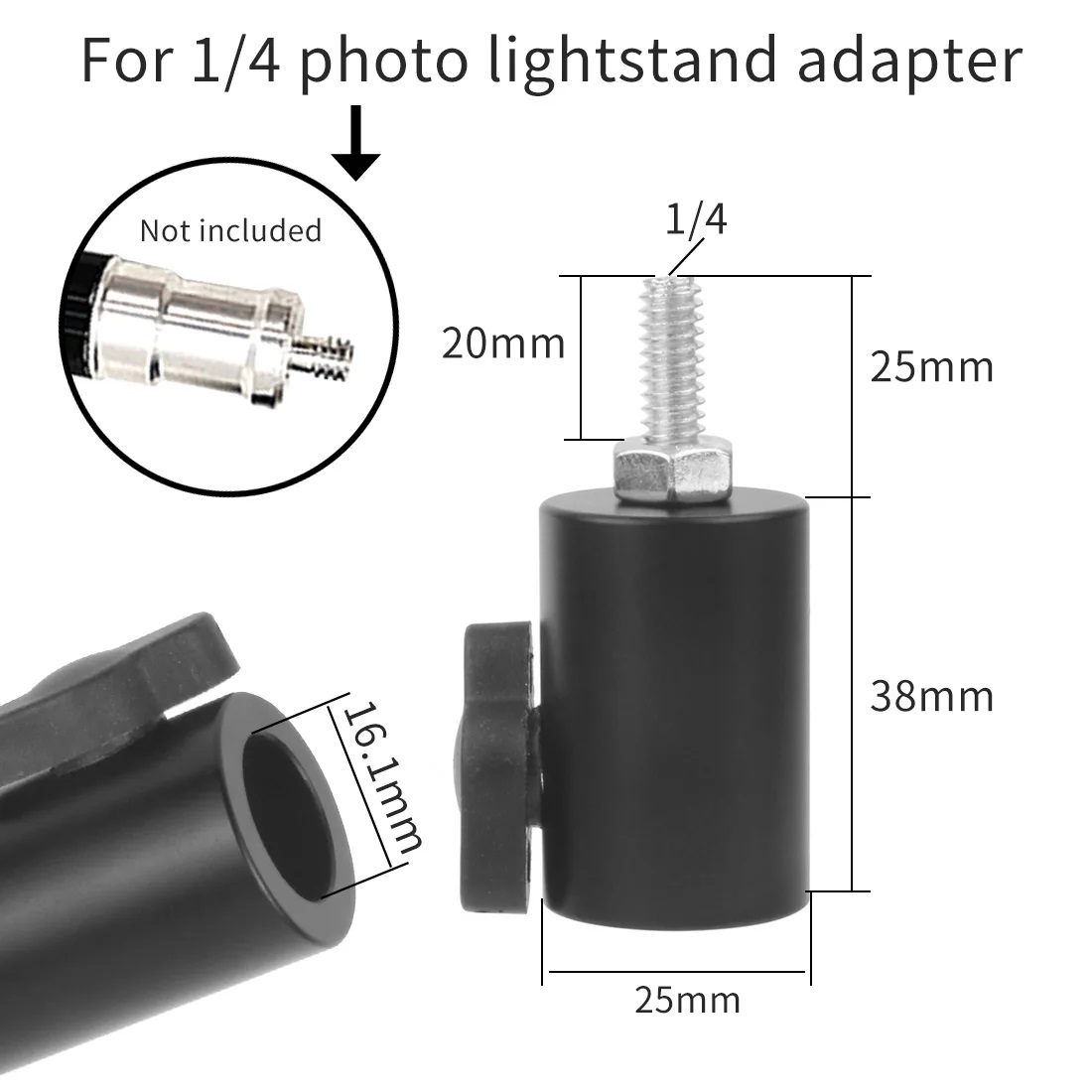Led Flash Bracket Conversion Screw Female: 16.1mm, Male: 1/4" * 20mm