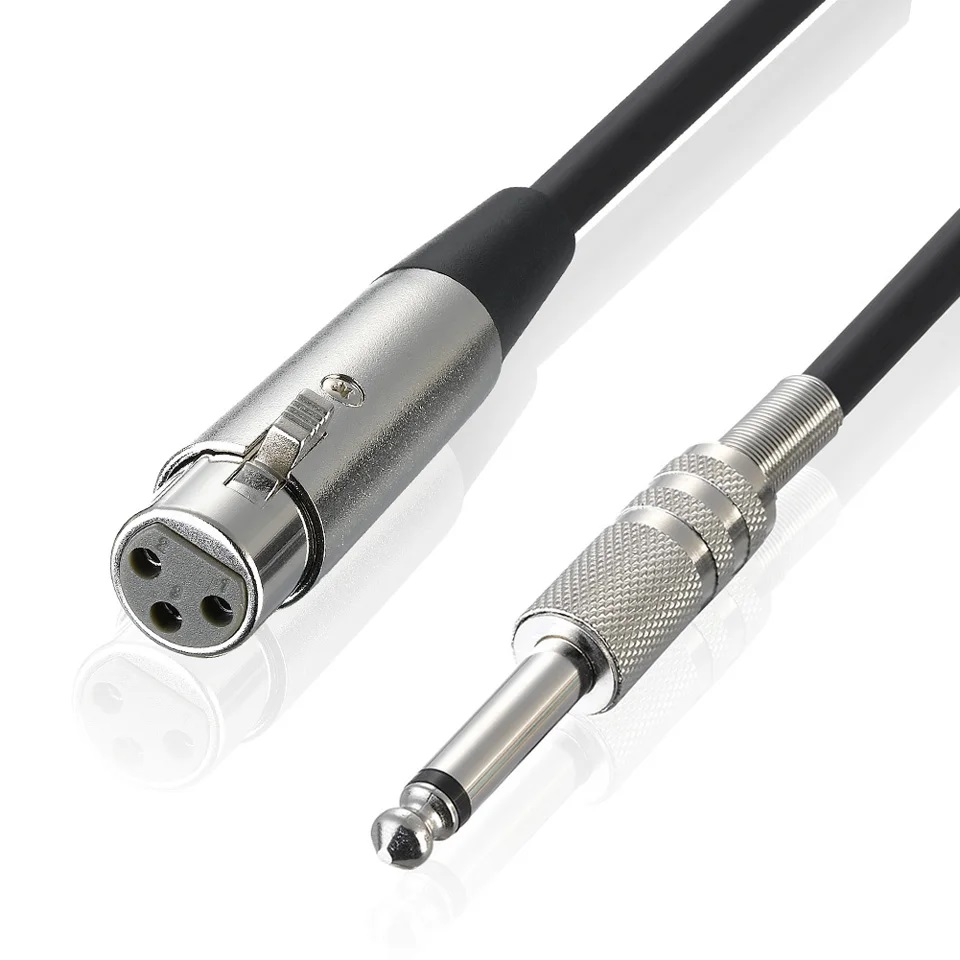 cable 1/4''Jack 6.5mm Male to XLR Female Microphone Mono Cable Foil+Braided Shielded 3M cable 1/4''Jack 6.5mm Male to XLR Female Microphone Mono Cable Foil+Braided Shielded 3M