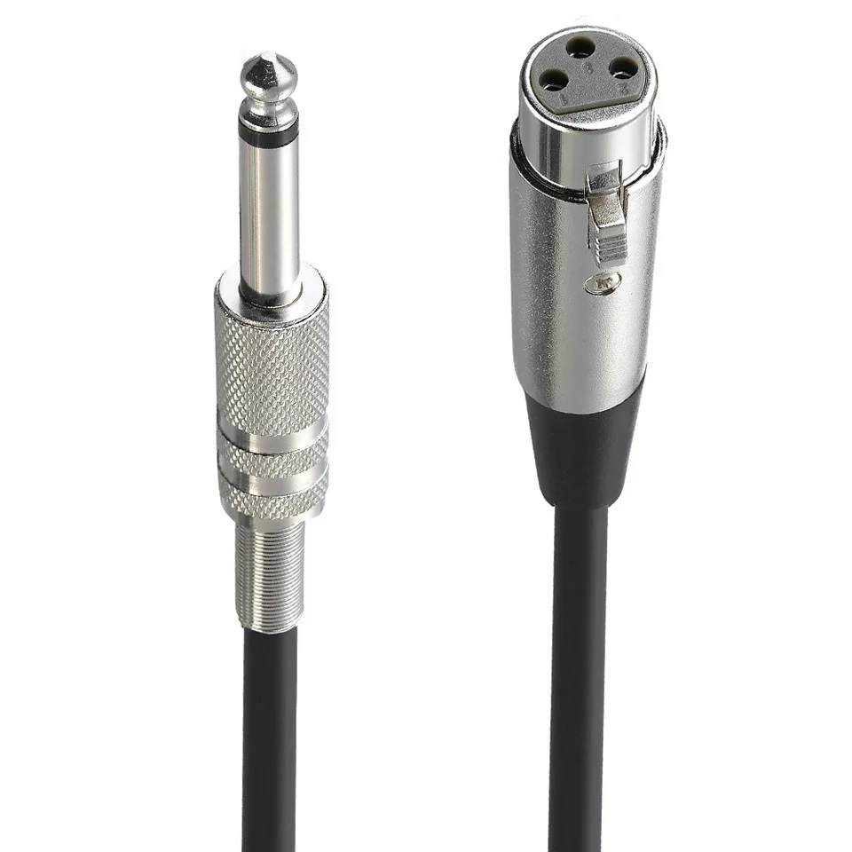 cable 1/4''Jack 6.5mm Male to XLR Female Microphone Mono Cable Foil+Braided Shielded 3M cable 1/4''Jack 6.5mm Male to XLR Female Microphone Mono Cable Foil+Braided Shielded 3M