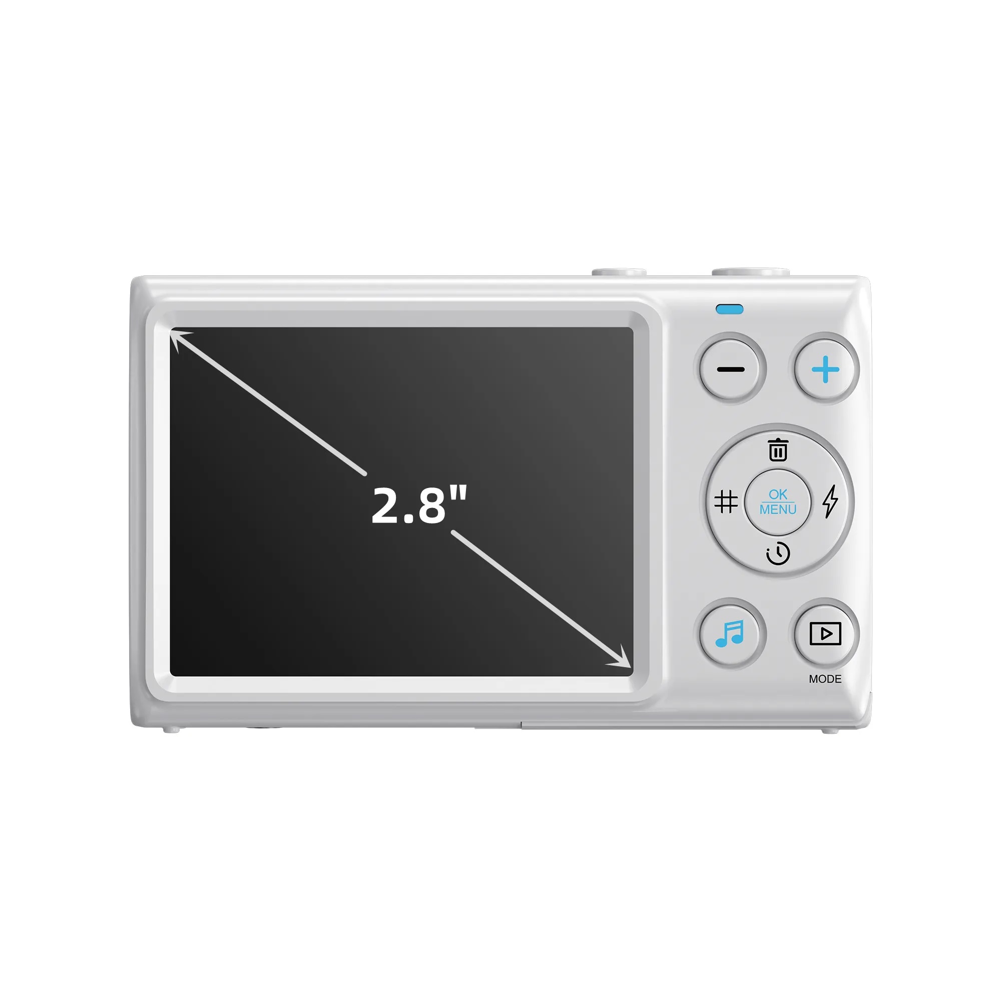 Digital Camera MP3 Player Auto Focus 2.8inch Screen Compact US - white