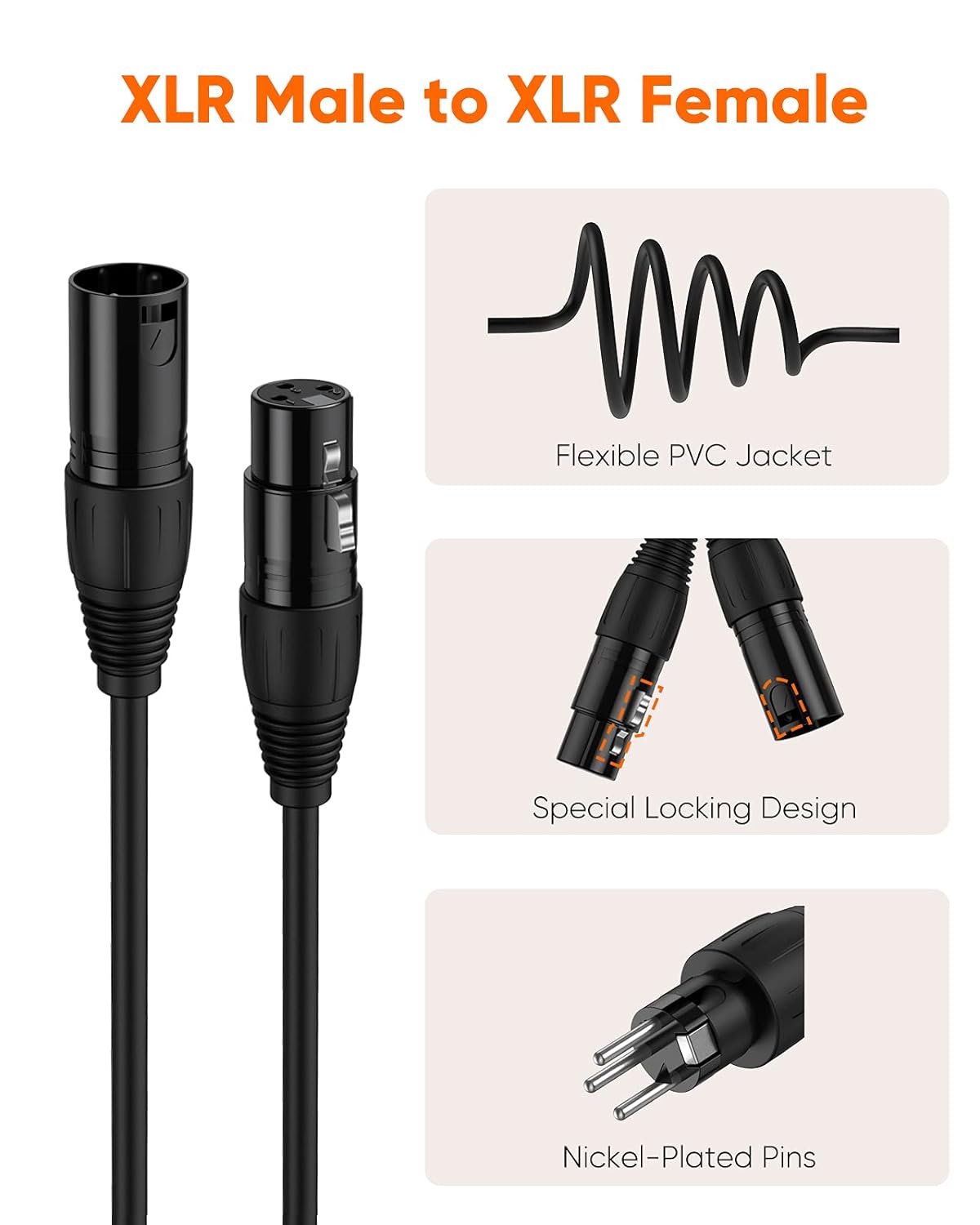 Cable XLR Cable, XLR Male to XLR Female Balanced 3 PIN Microphone Cable Black 3M Cable XLR Cable, XLR Male to XLR Female Balanced 3 PIN Microphone Cable Black 3M