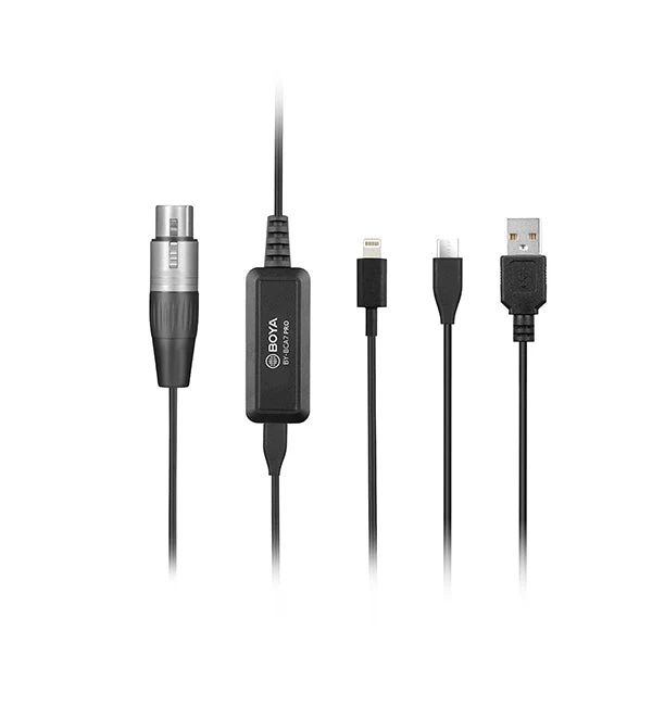 BOYA BY-BCA7 Pro XLR to Lightning & USB-A & Type-C Connectors Microphone Cable