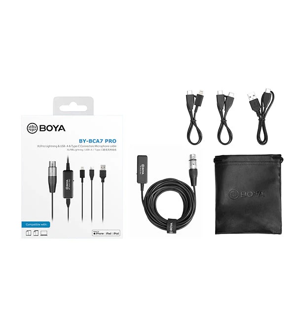 BOYA BY-BCA7 Pro XLR to Lightning & USB-A & Type-C Connectors Microphone Cable