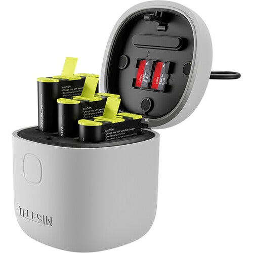 TELESIN Allin Box Battery Charger 1750mAh for GoPro Hero 12 11 10 9 Black 3 Ways Fast Charging Storage Batteries Accessories Kit