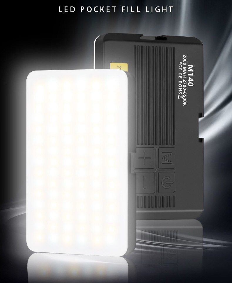 M140 Pocket Fill Light Dimmable 2700-6500k 2000mAh Portable LED Video Light