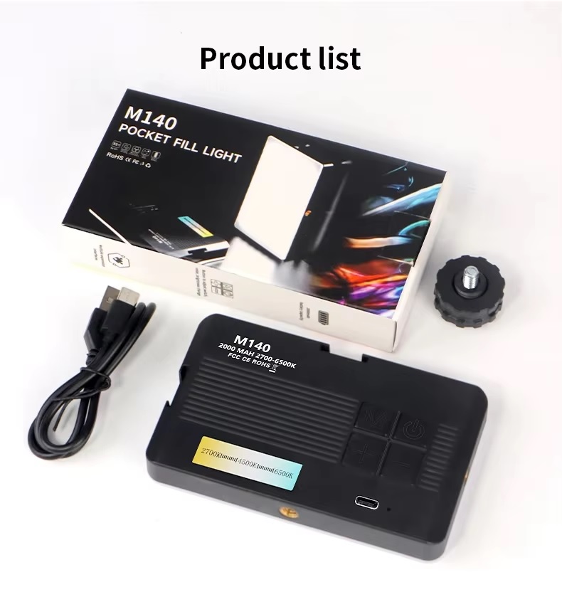 M140 Pocket Fill Light Dimmable 2700-6500k 2000mAh Portable LED Video Light