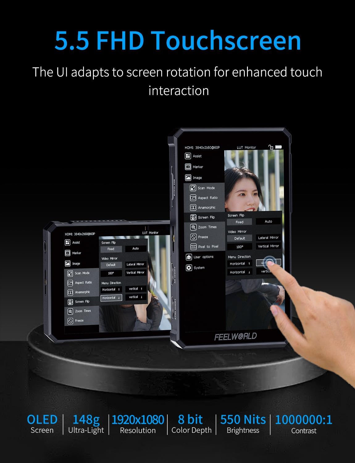 FeelWorld PS6 5.5" OLED Vertical Horizontal On-Camera Monitor