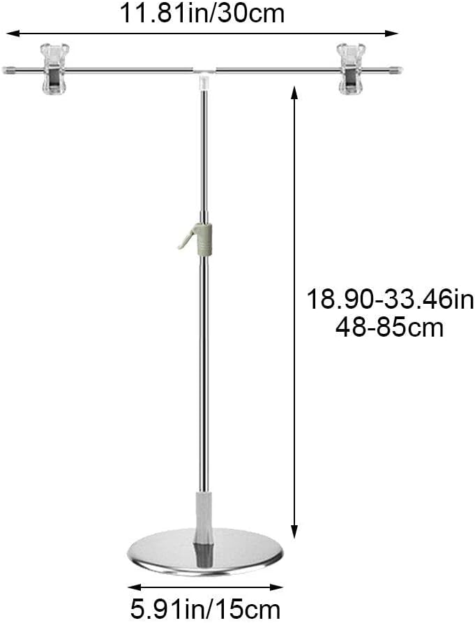 Adjustable T-Shape Photography Backdrop Stand with Clamps Stainless Steel Floor Mount