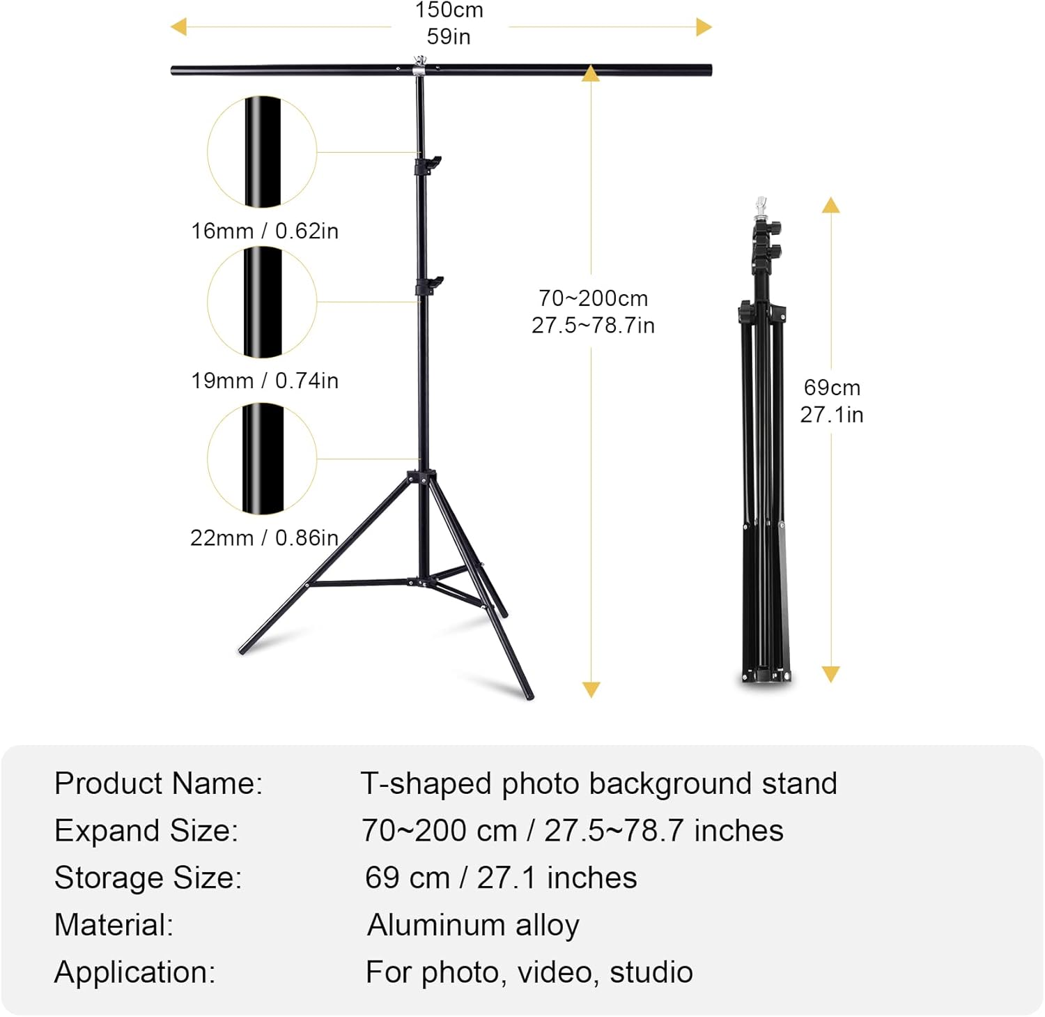 Selens T Type Background Stand 150*200cm / PVC Chroma Stand