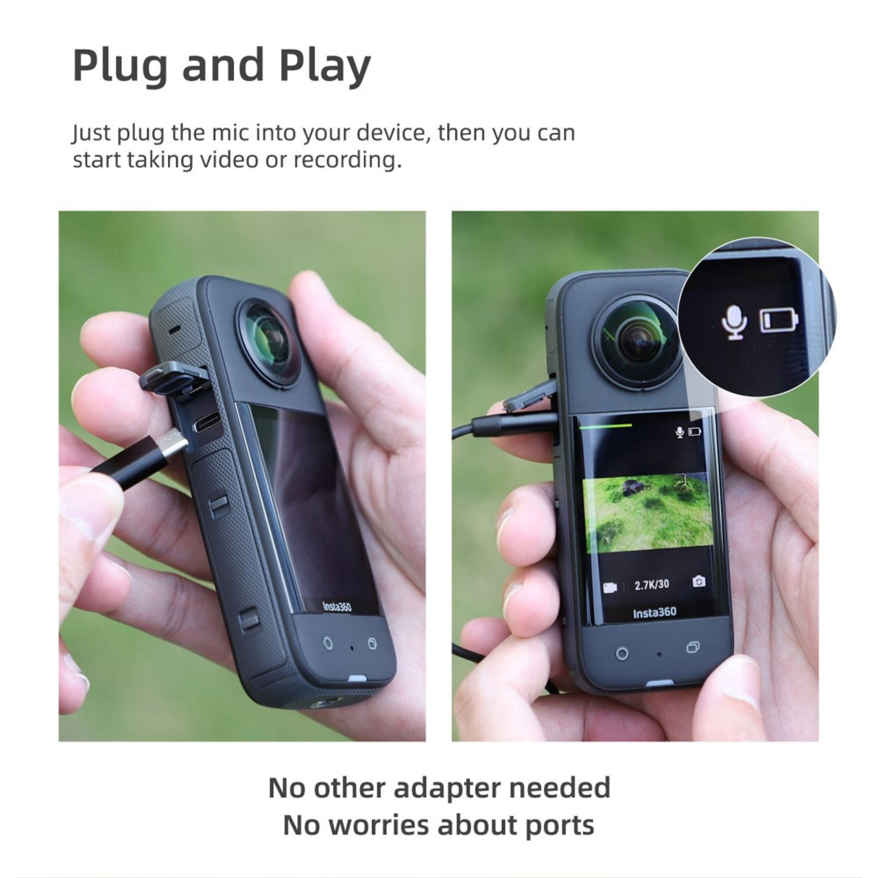 Lavalier Microphone Mini Mic Audio Recording for Insta360 X3 / x2