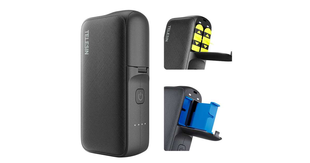 TELESIN Power Bank Storage Charging Case for GoPro Battery for GoPro Hero 12/11/10/9/8/7/6/5