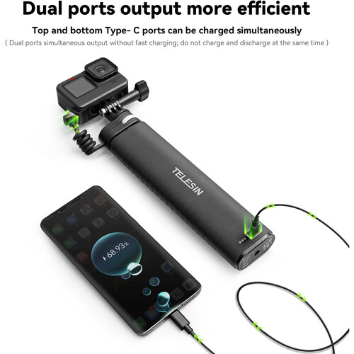 TELESIN Rechargeable Selfie Stick for Action Cameras & Smartphones