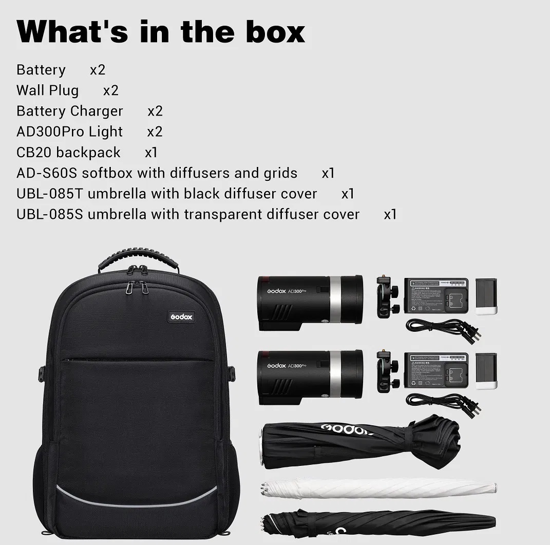 Godox AD300pro 2-Light Kit with Backpack & Octa Softbox