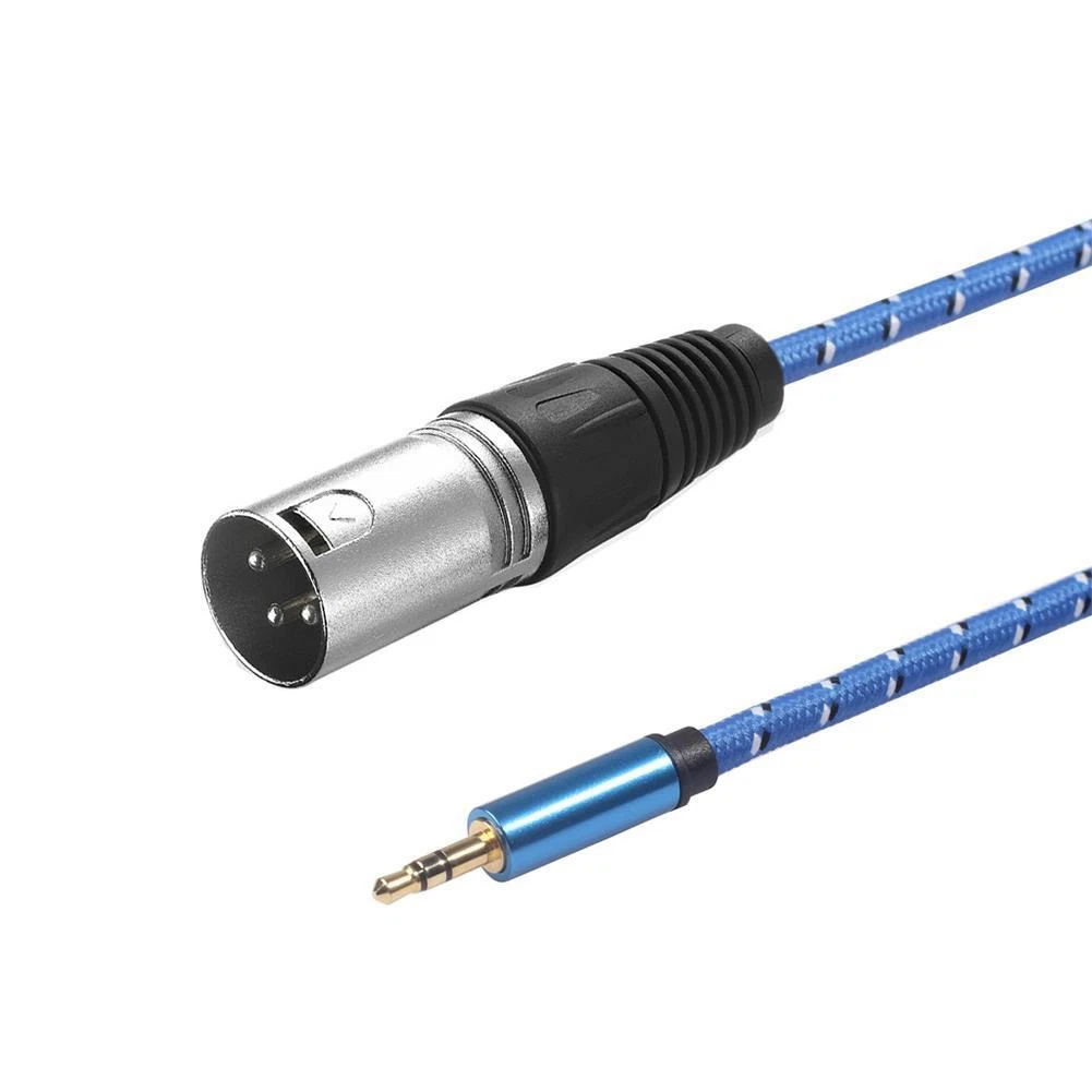 XLR Male To 3.5mm Stereo Plug to XLR 3Pin Male Aluminium Alloy Case Cable for Sound Card 3M