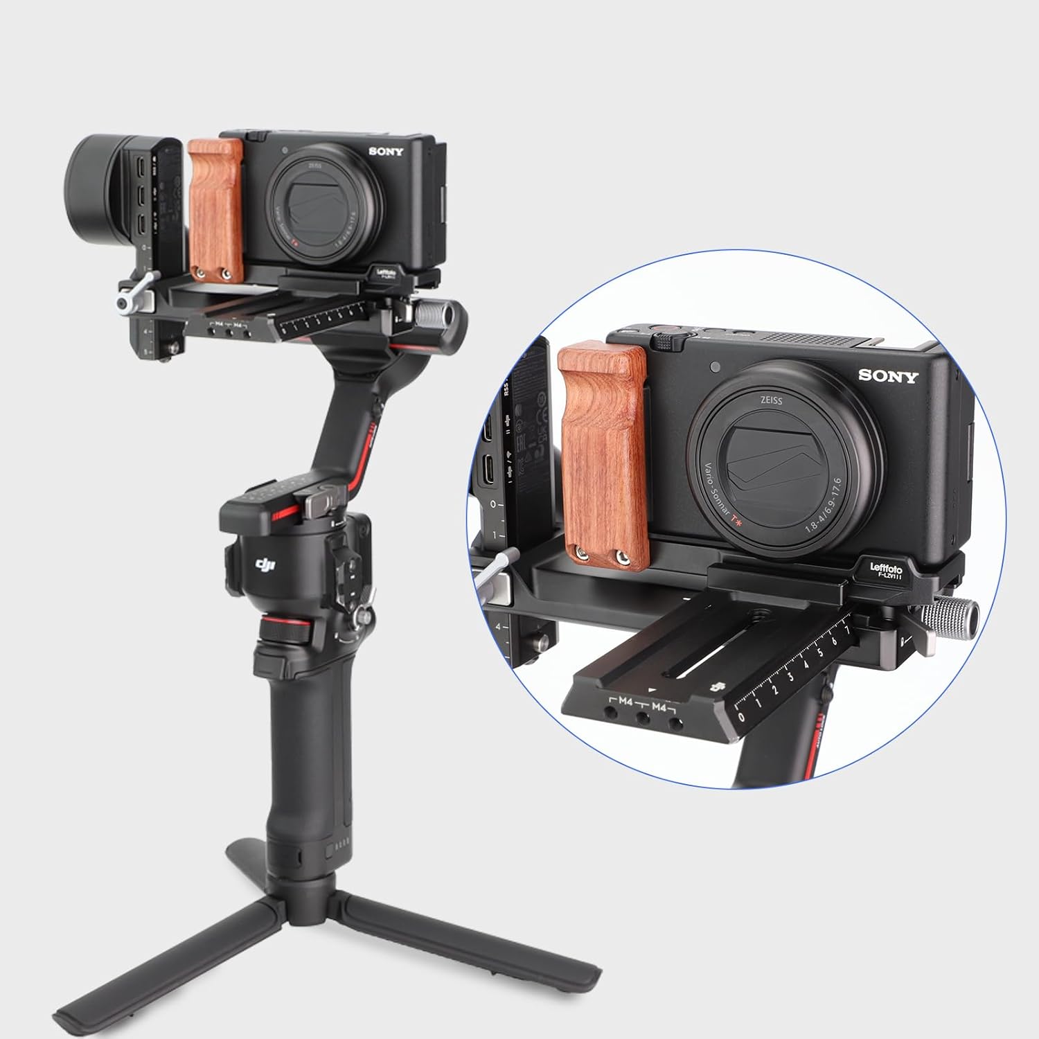 LEFTFOTO ZV-1 II Handgrip L Bracket Wooden Side Handle for Sony ZV-1 II/ZV-1/ZV1F/ZV-1M2/ZV-1 Mark II