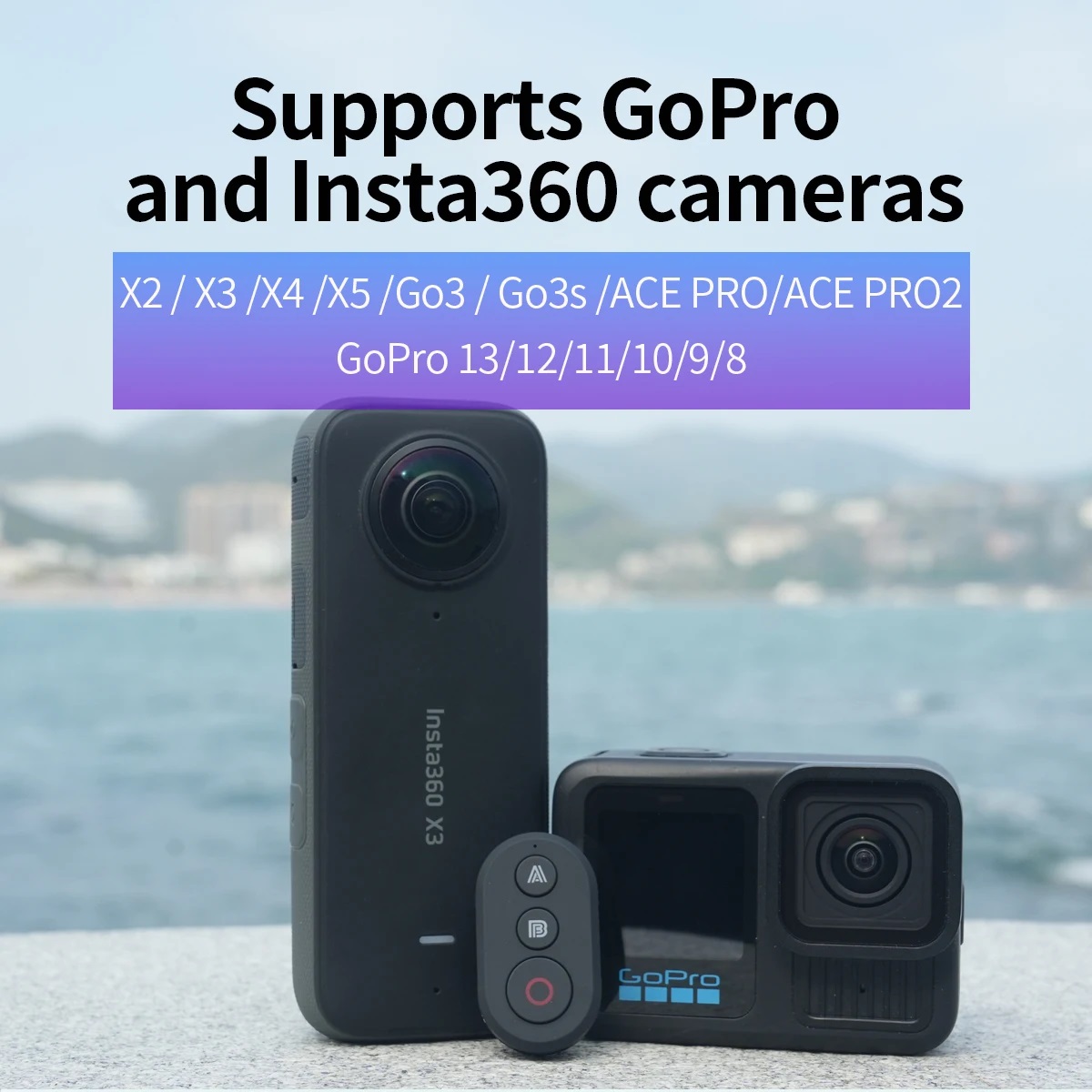 Wireless Remote Control For Insta360 X2/X3/X4/X5/Go3/S/ACE Pro/Pro2 Gopro 13/12/11/10/9/8
