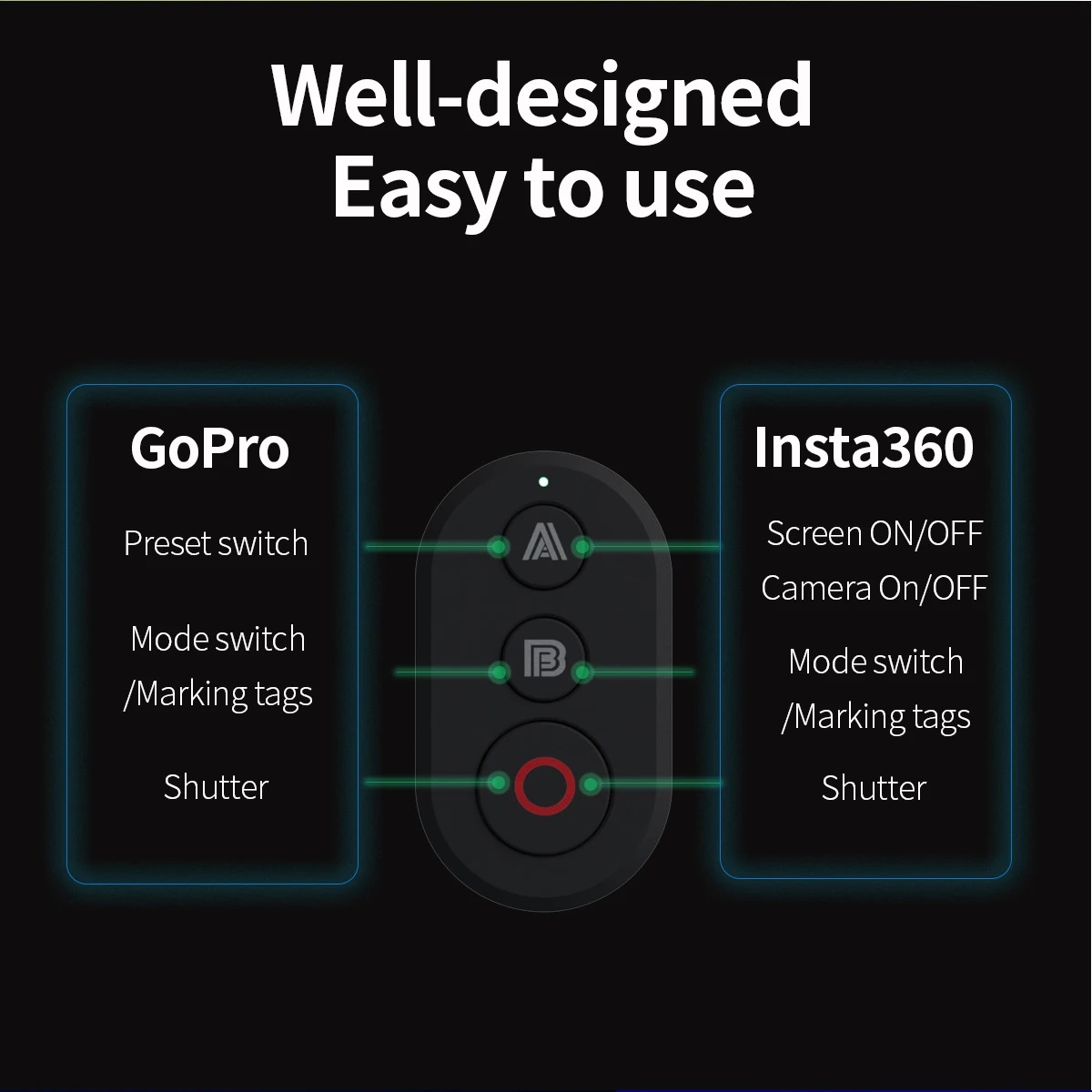 Wireless Remote Control For Insta360 X2/X3/X4/X5/Go3/S/ACE Pro/Pro2 Gopro 13/12/11/10/9/8