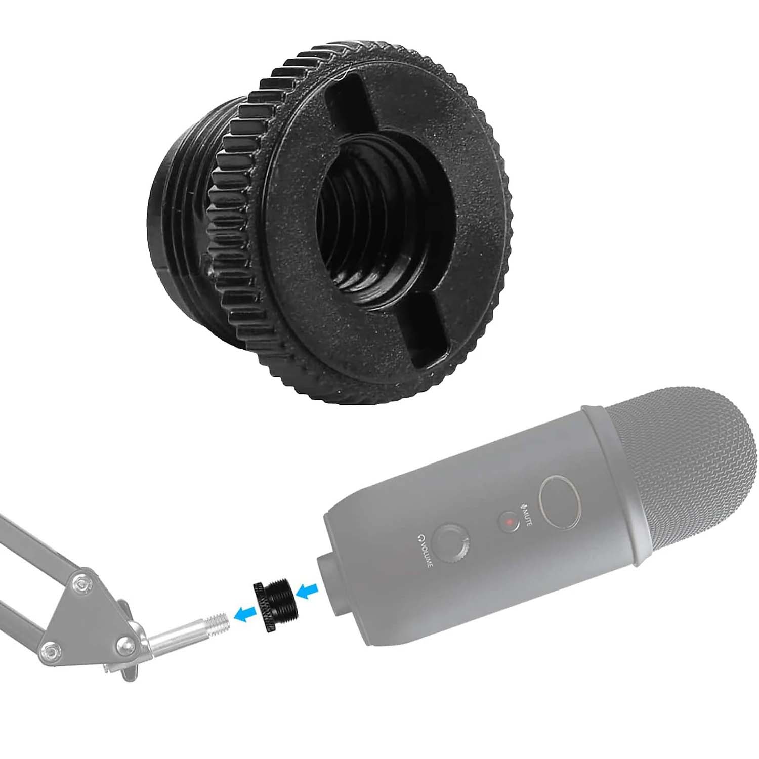 Black Plastic 5/8" M-3/8" F Mic Screw Thread Adapter for Mic Microphone Stand