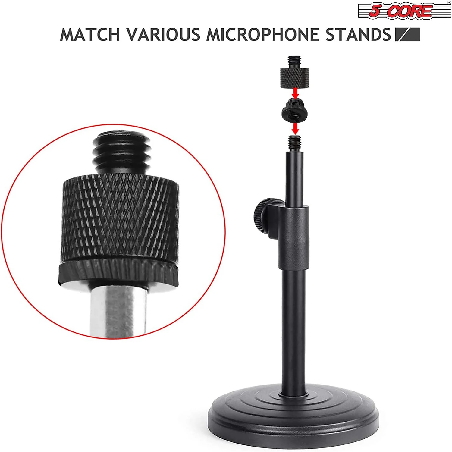 Black Plastic 5/8" M-3/8" F Mic Screw Thread Adapter for Mic Microphone Stand