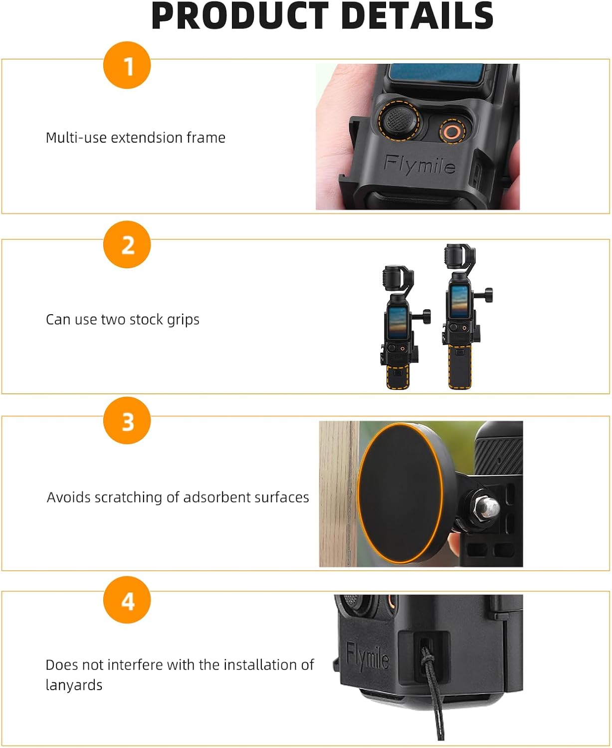 Pocket 3 Magnetic Mount Magnet Bracket Expansion Adapter Holder with Cold Shoe