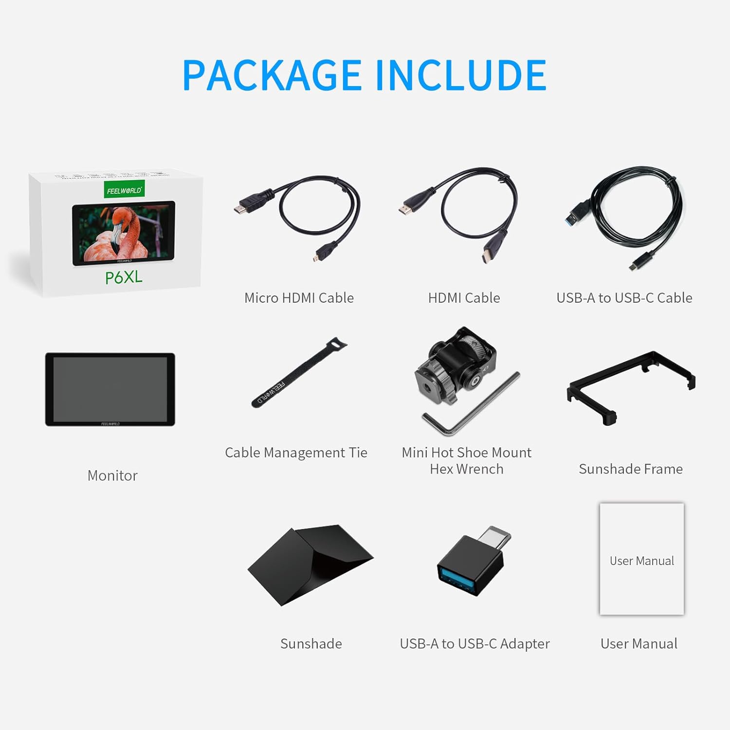 FeelWorld P6XL 6" 1200nit On-Camera Field Monitor with Built-In Battery