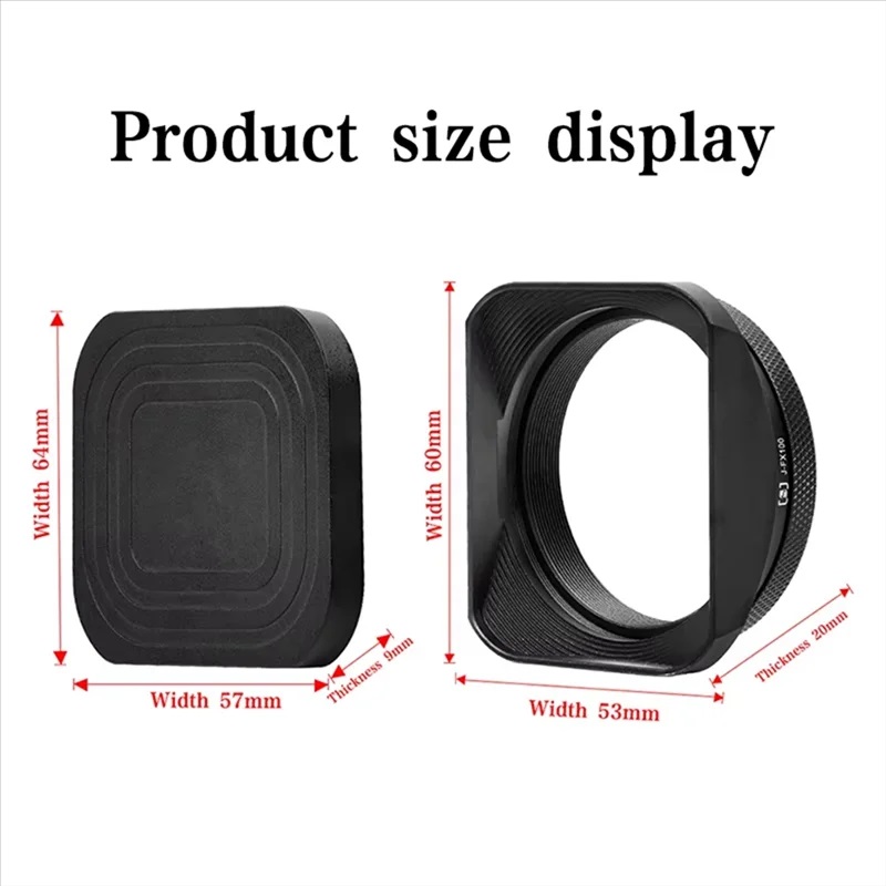 Square Metal Lens Hoods Lens Caps for FUJIFILM X100 Series X100/X100V/X100VI/X100F/X100S/X100T With MC UV Filter 49mm (Black)