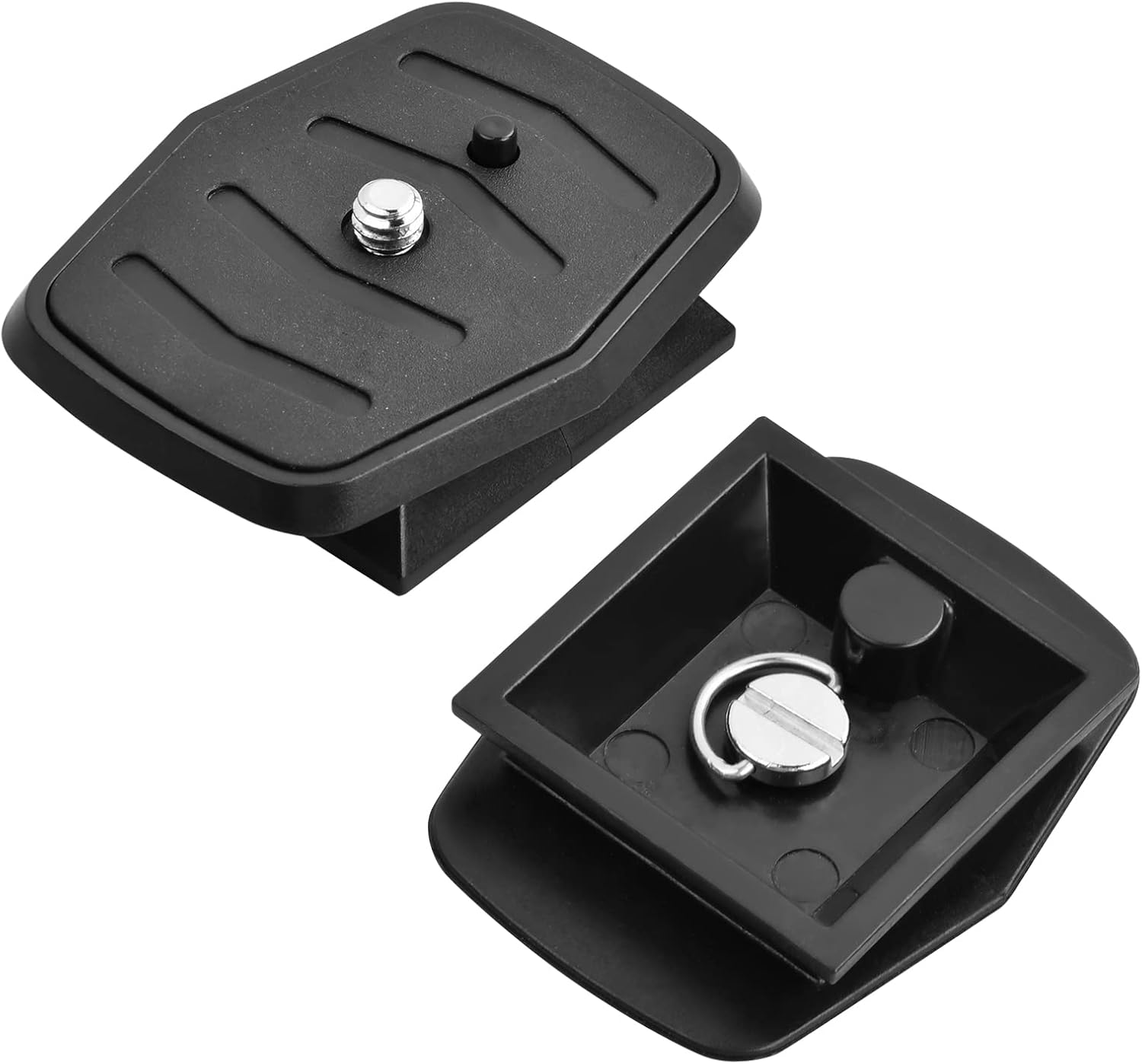 Quick Release Plate Tripod Head Made of ABS Plastic for All Cameras with 1/4 Inch Tripod Thread