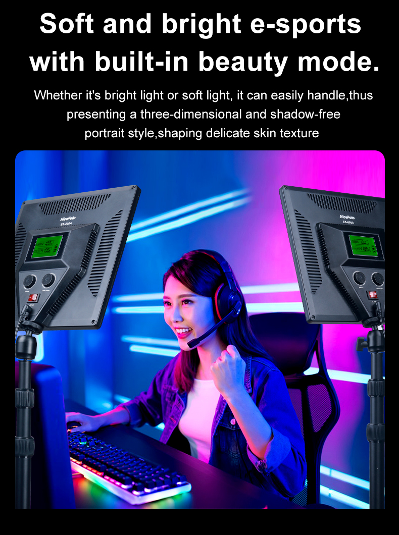 NiceFoto ES-200A Gaming lamp Bi-color COB LED Video Light Live-streaming