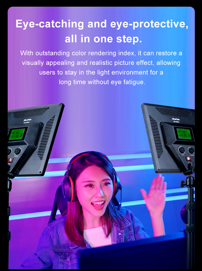 NiceFoto ES-200A Gaming lamp Bi-color COB LED Video Light Live-streaming