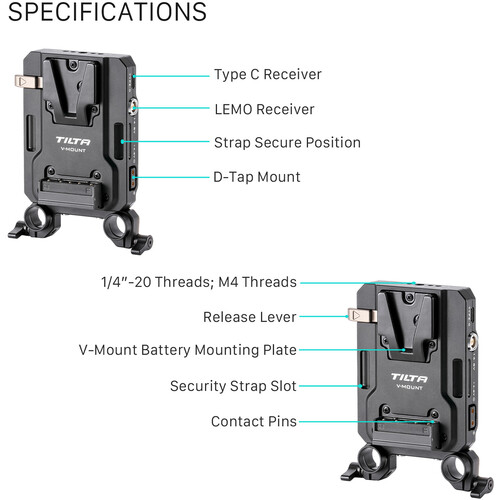 Tilta Mini PD V-Mount Battery Plate Black (BTP4-V-B)