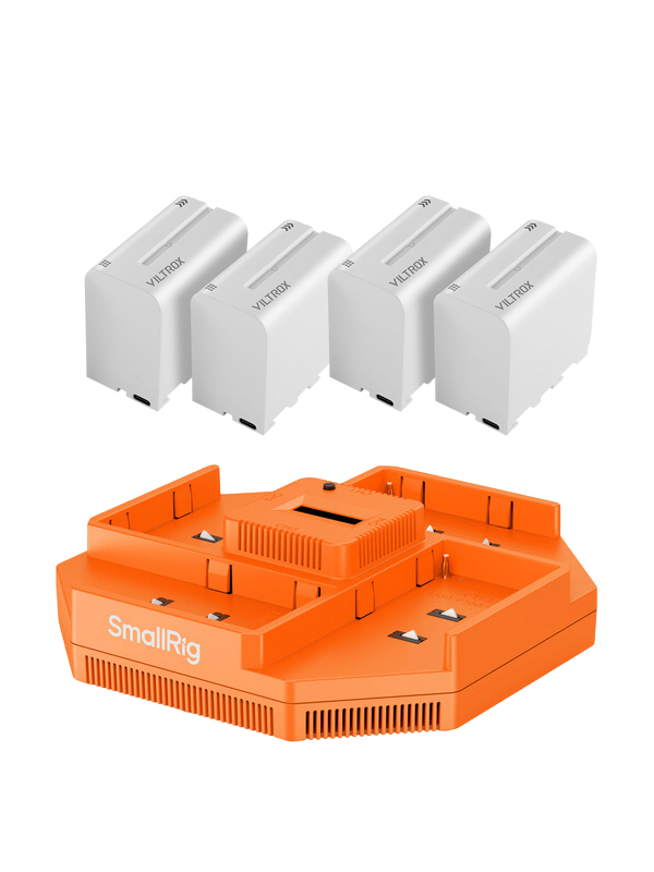 SmallRig NP-F550 F570 F750 F970 4-Channel Battery Charger with (VILTROX NP-F970 Battery 4Pc)