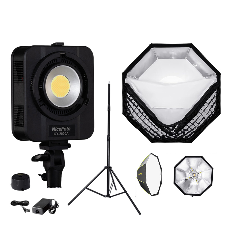 NiceFoto QY-2000A 200W Bi-Color LED Video Light With ES-100cm Softbox/Stand