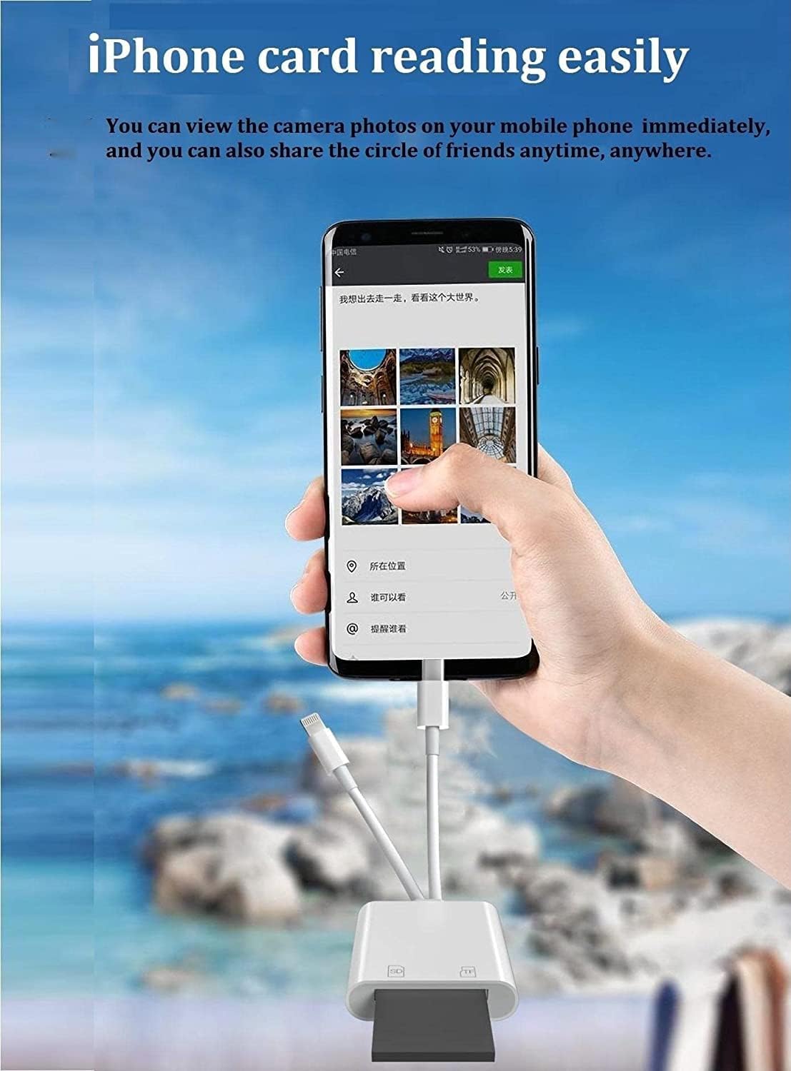 2in1 Card Reader Type-C Lightning to TF/SD Card Micro Camera Reader OTG Adapter Cable