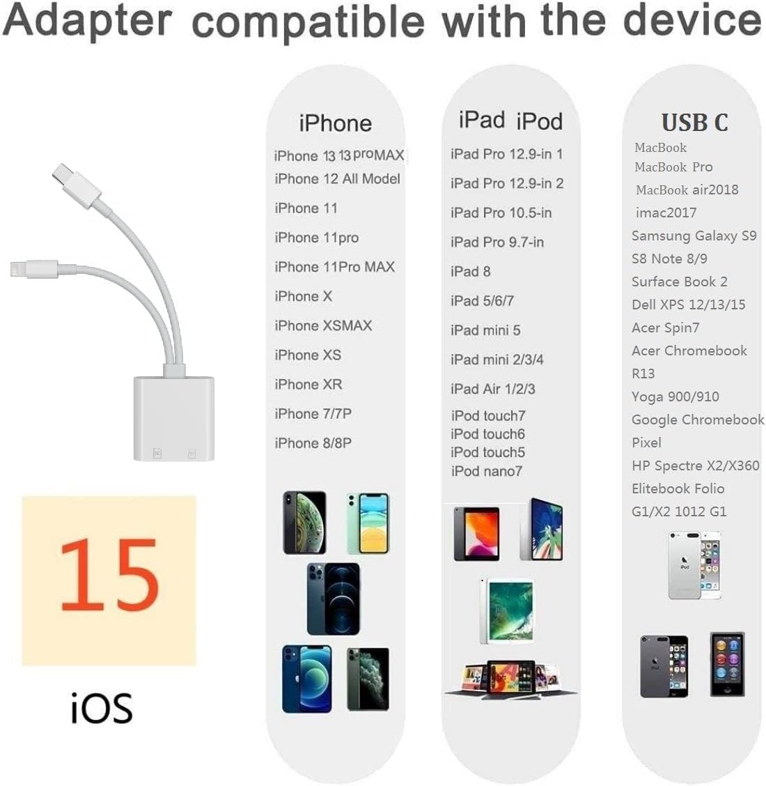 2in1 Card Reader Type-C Lightning to TF/SD Card Micro Camera Reader OTG Adapter Cable