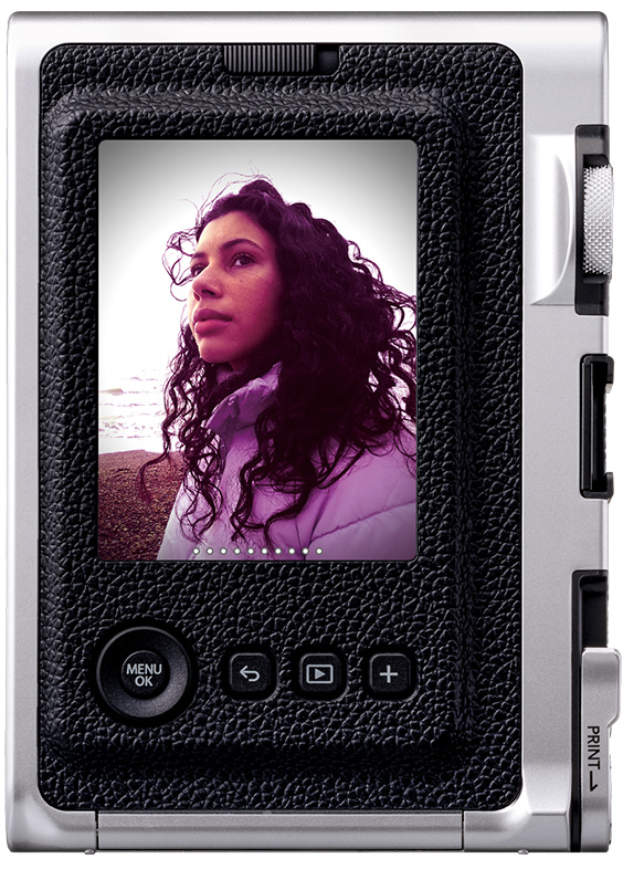 FUJIFILM INSTAX MINI EVO Hybrid Instant Camera Black with 32GB Memory Card/Leather Case/Instant Film-10 Sheets