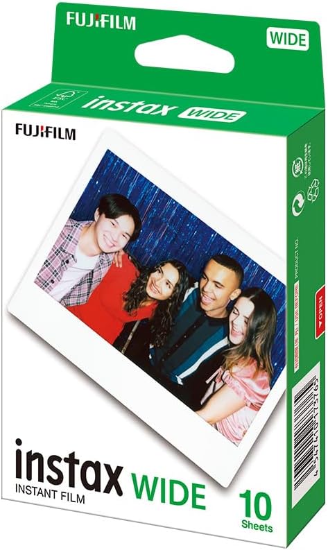 FUJIFILM INSTAX WIDE EVO Hybrid Instant Film Camera Black with 32GB Memory Card&Instant Film-10 Sheets