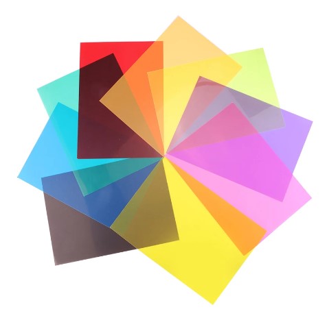 9Pcs Gel Light Filter Color Correction Colored Overlays Transparent Color Film