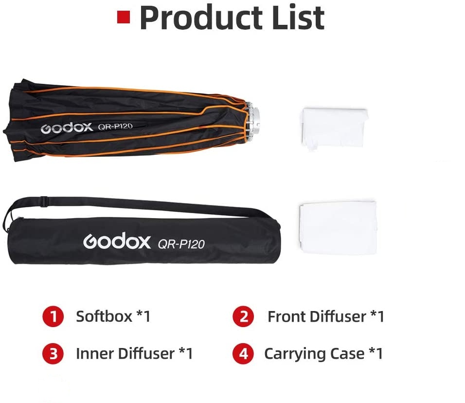 Godox QR-P120 120CM Quickly Release Parabolic Deep Softbox for Bowens Mount Studio Flash