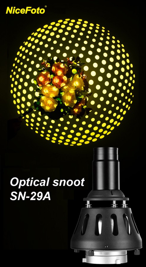 NiceFoto SN-29A Optical Snoot for LED Video Light and Studio flash light with Bowens mount