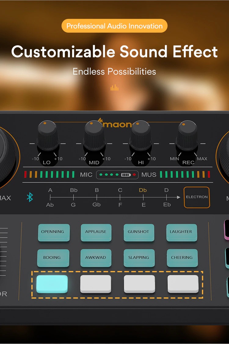 MAONO CASTER LITE AU-AM200 Microphone Mixer Digital Audio Interface Podcast Sound Card Rechargeable Podcaster for Phone Computer PC