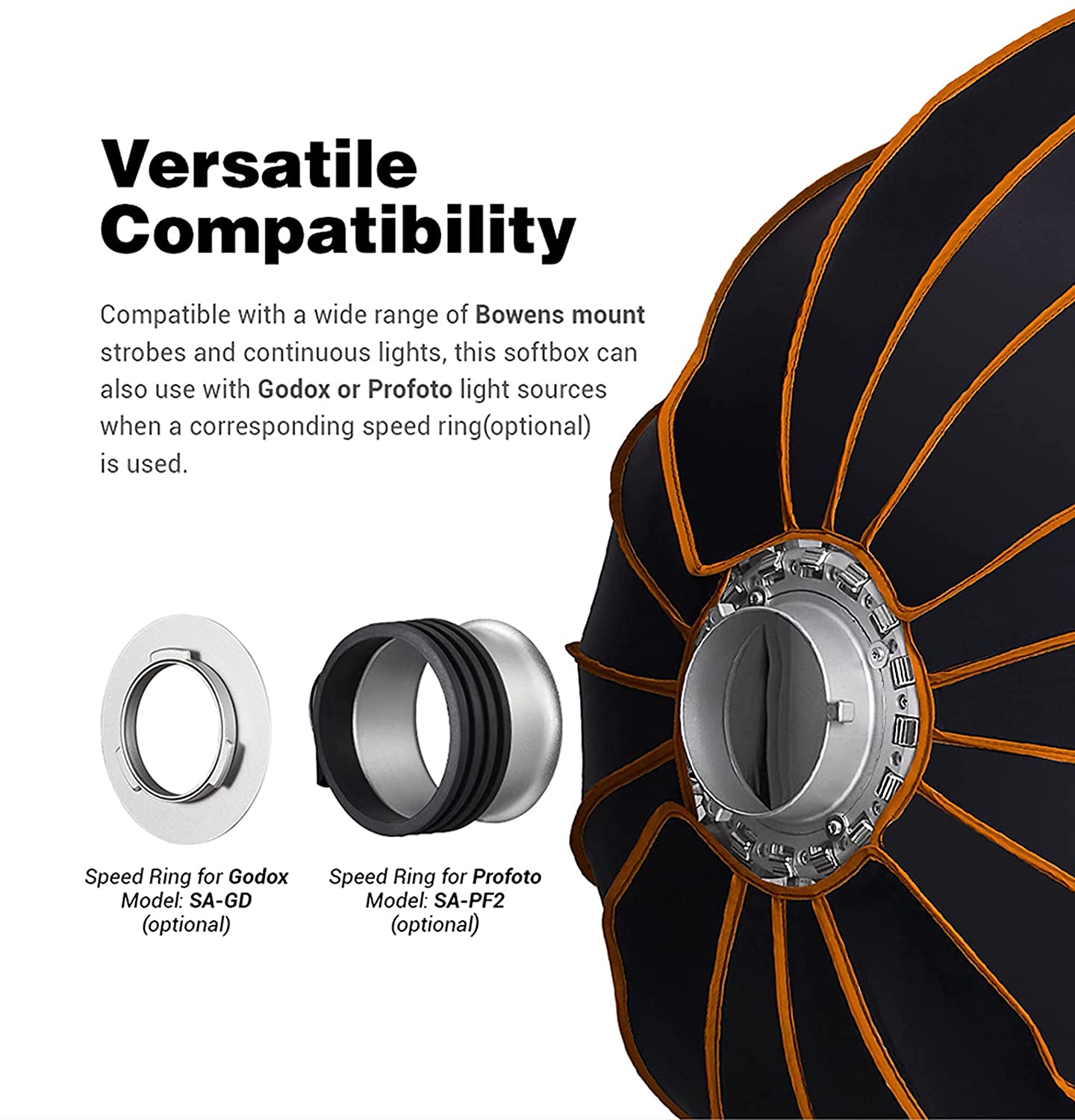 Godox QR-P90 90CM Quickly Release Parabolic Deep Softbox for Bowens Mount Studio Flash