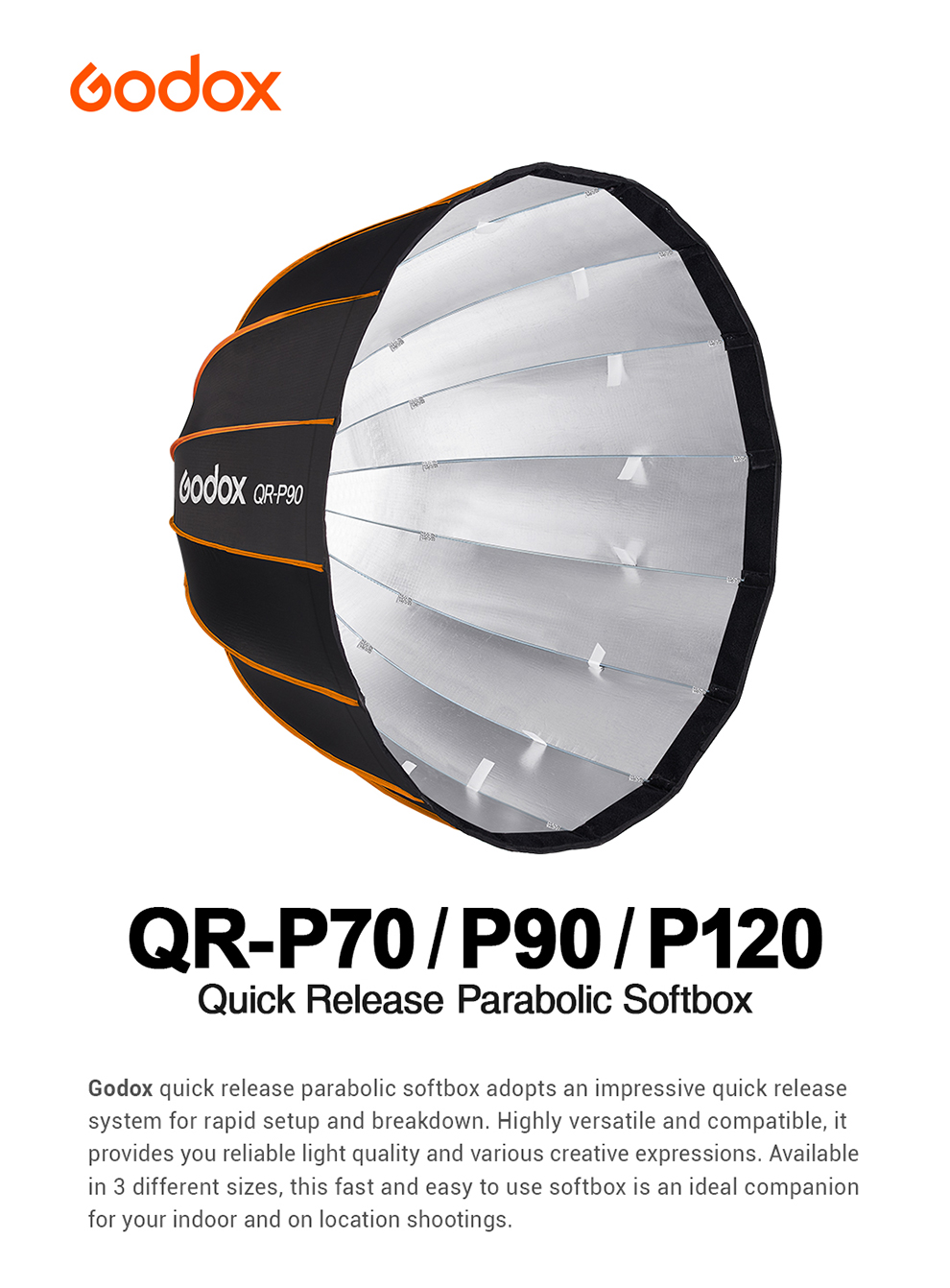 Godox QR-P70 70CM Quickly Release Parabolic Deep Softbox