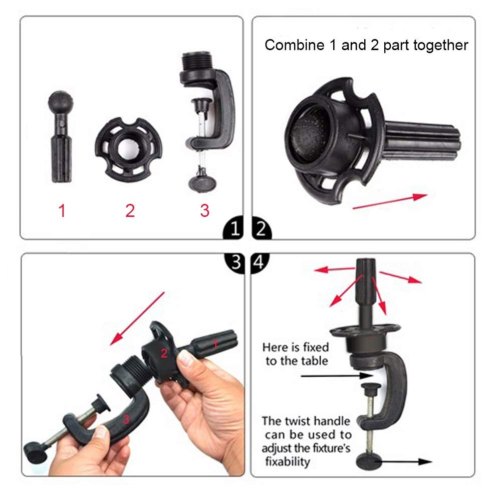 Rotatable Professional Cosmetology Mannequin Practice Training Head Holder Desk Clamp Clip Stand Black Durable Plastic Material