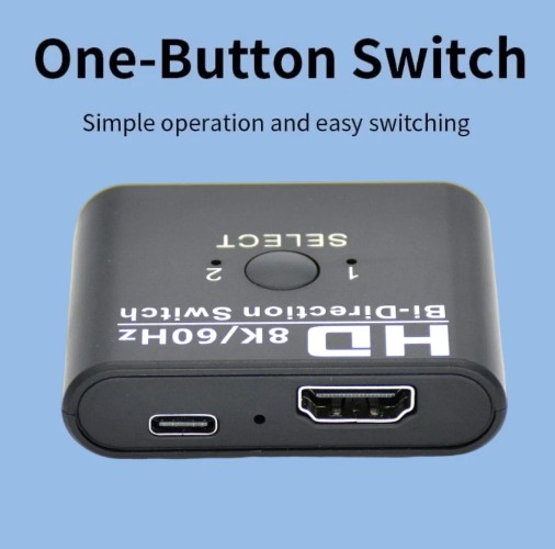 HDMI Switch Bi-Direction 2 Ports HDMI Splitter Switch for Laptop PC Xbox PS3/4 TV Box to Monitor TV Projector Adapter