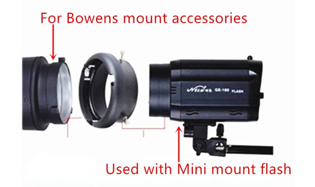 Speed ​​Ring Adapter to Connect Mini Flash Mount to Bowens Mount Fotogrpahy Accessories Interchangeable Mounts