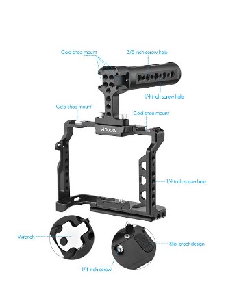 Aluminum Alloy Camera Cage Kit with Top Handle Grip Replacement for Sony A7 IV
