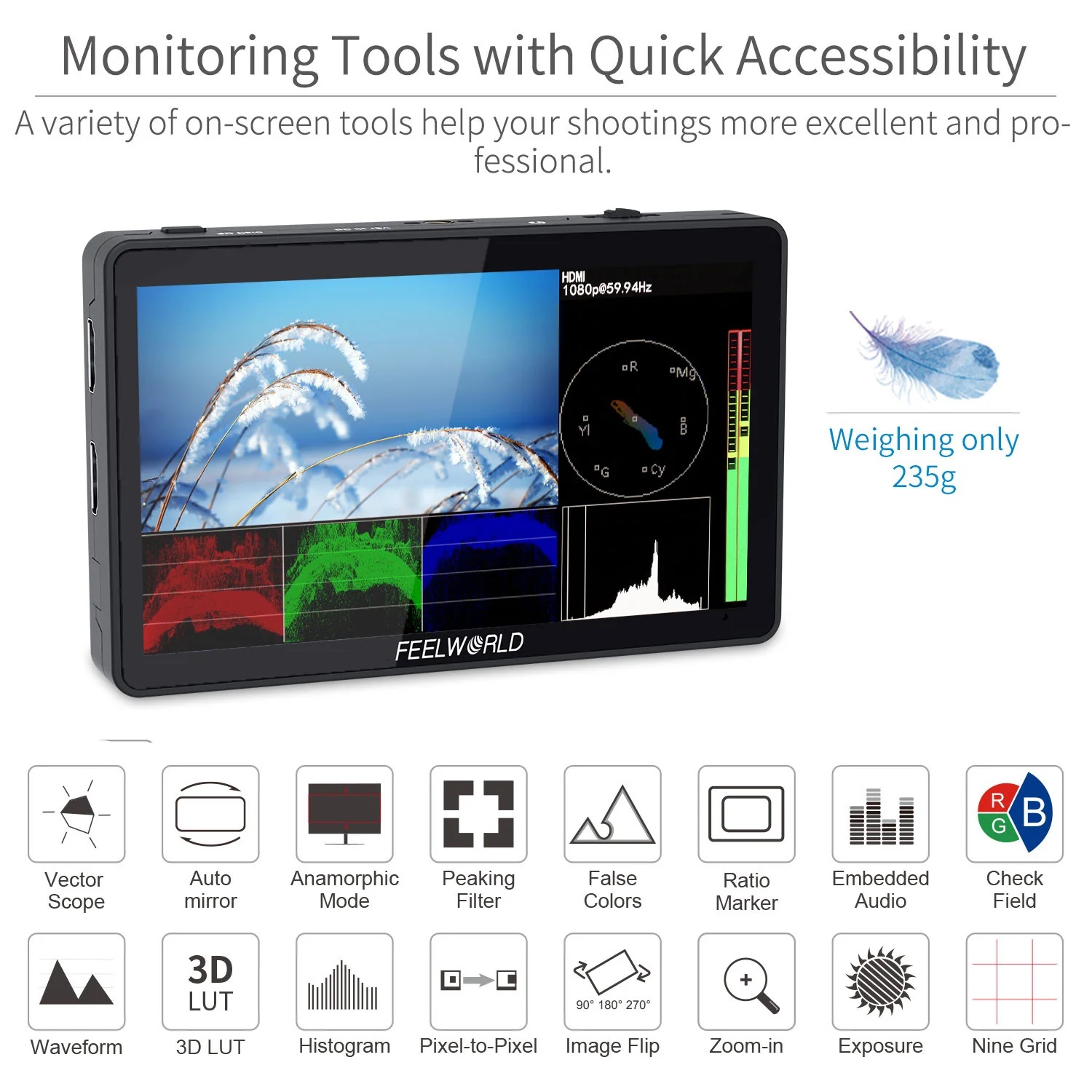 FEELWORLD F6 Plus V2 6 inch DSLR Camera Field Touch Screen Monitor