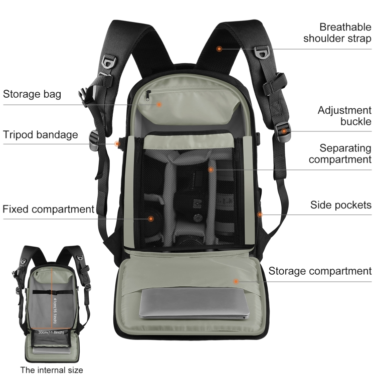PULUZ Outdoor Portable Waterproof Scratch-proof Dual Shoulders Backpack