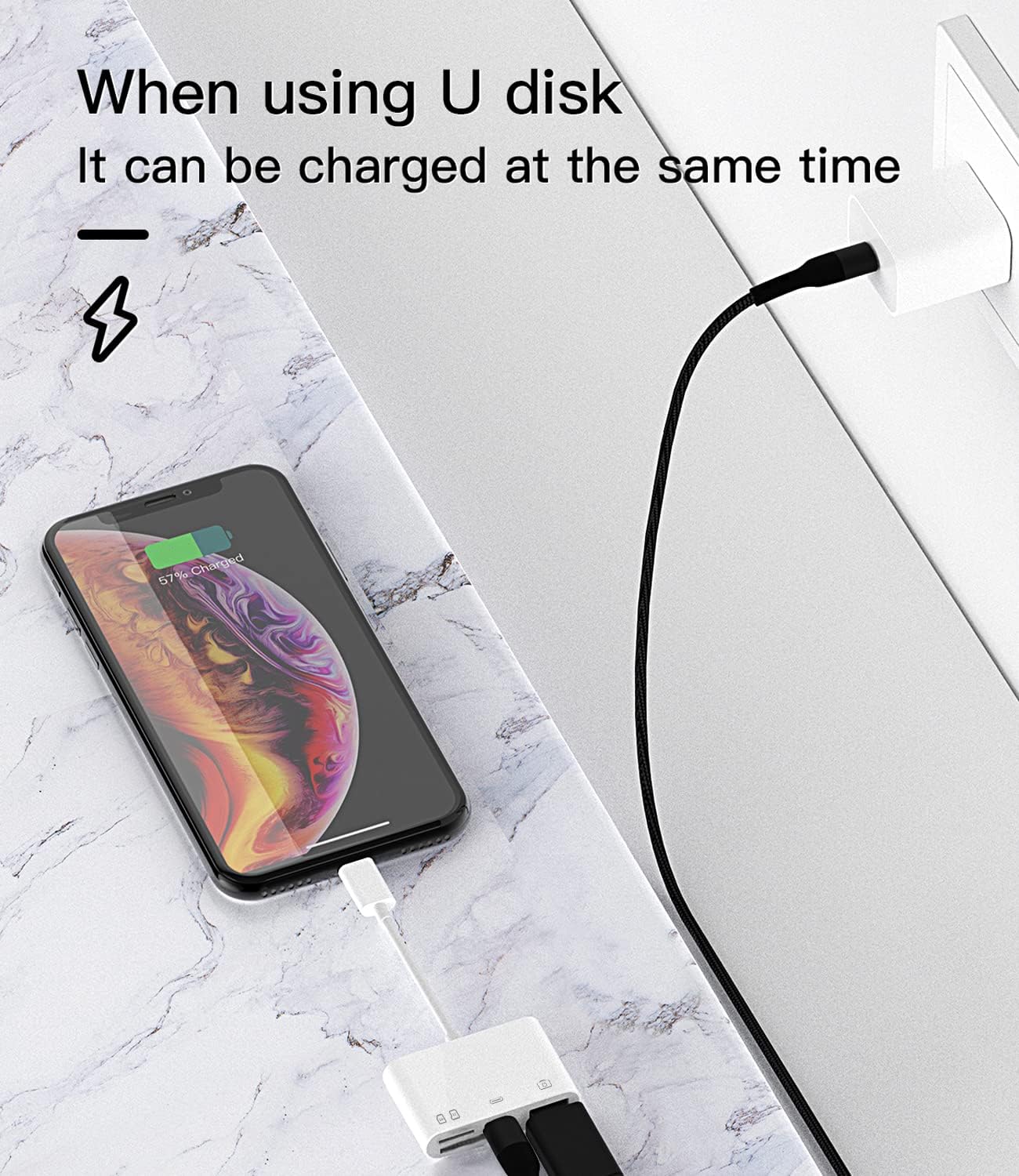 Lightning to OTG Adapter/Hub TF/SD/USB/Lightning Input for iPad/iPhone