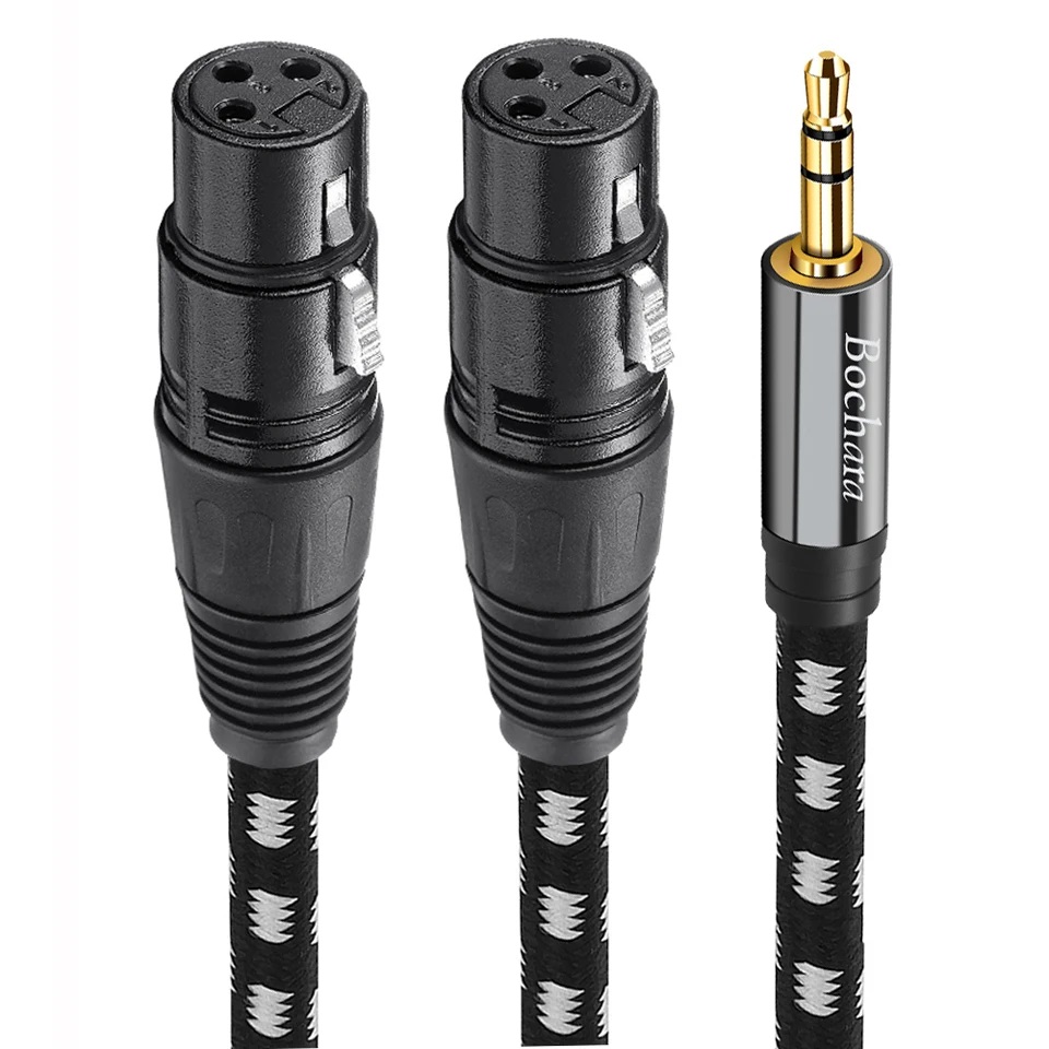 Braided 1/8'' 3.5mm TRS Jack to Dual XLR Female OFC Audio Cable Braided 1/8'' 3.5mm TRS Jack to Dual XLR Female OFC Audio Cable